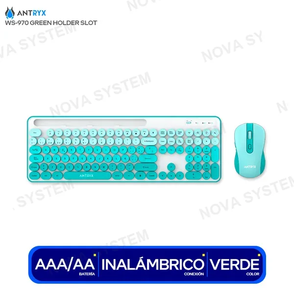 ANTRYX COMBO ANTRYX WS-970 GREEN HOLDER SLOT TECLADO INALAMBR...