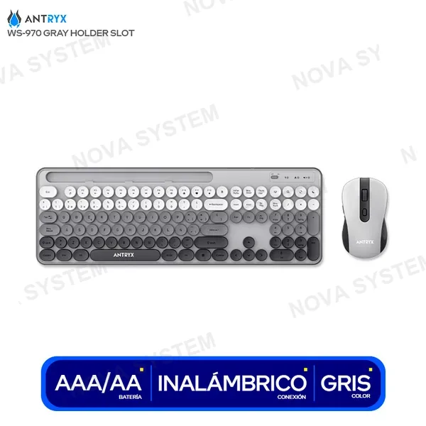 ANTRYX COMBO ANTRYX WS-970 GRAY HOLDER SLOT TECLADO INALAMBRI...