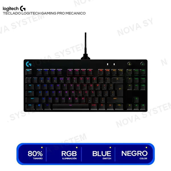 LOGITECH TECLADO LOGITECH GAMING PRO MECANICO INGLES NEGRO LED...