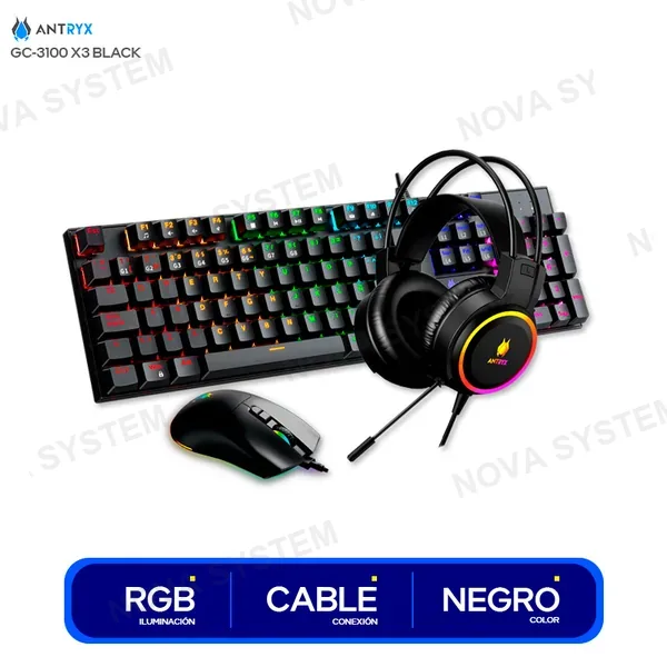 ANTRYX COMBO GAMING ANTRYX GC-3100 X3 BLACK ( AGC-3100X3KBL-SP...