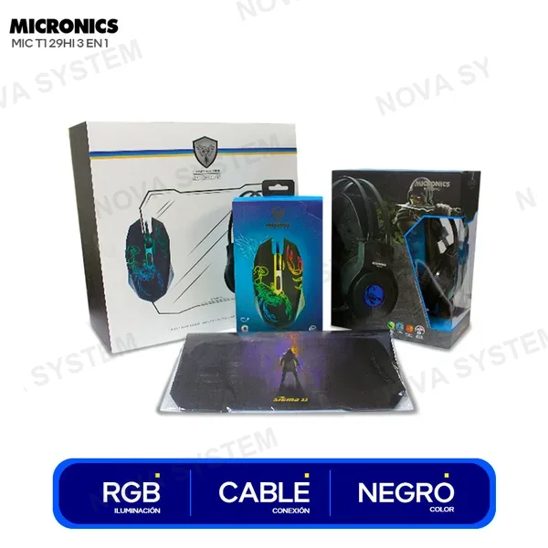 MICRONICS COMBO MICRONICS 3 EN 1 ( MIC T1 29HI ) MOUSE AUDIFONO P...