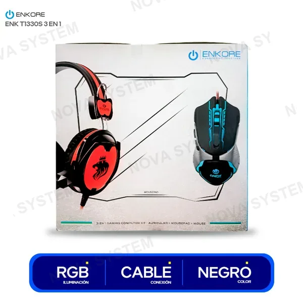 COMBO ENKORE 3 EN 1 ( ENK T1330S ) MOUSE AUDIFONO PAD M...