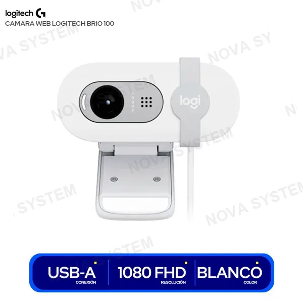 LOGITECH CAMARA WEB LOGITECH BRIO 100 FHD 1080P USB-A WHITE ( 9...