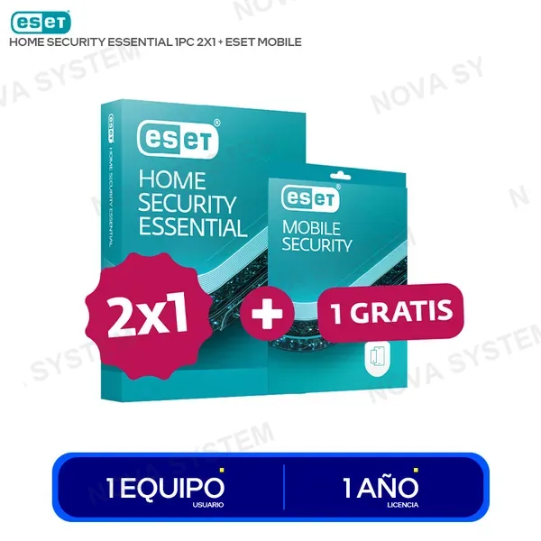 ANTIVIRUS ESET HOME SECURITY ESSENTIAL 1PC 2X1 + ESET M...