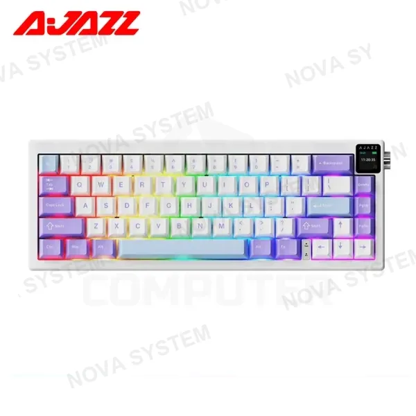 Ajazz TECLADO MECANICO AJAZZ AK650 PURPLE WHITE INALÁMBRICO CON PANTALLA