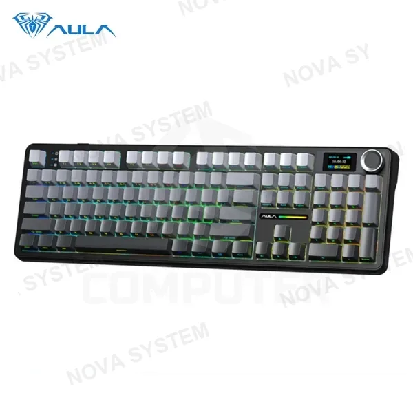 AULA TECLADO MECANICO AULA F108 PRO BLACK INALÁMBRICO CON PANTALLA