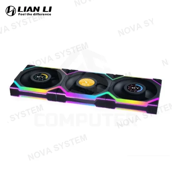 Lian Li COOLER DE CASE LIAN LI UNI FAN SL V3 ARGB LCD WIRELESS 120MM KIT 3IN1 BLACK CON CONTROLADOR – 12SLLCD1W3B