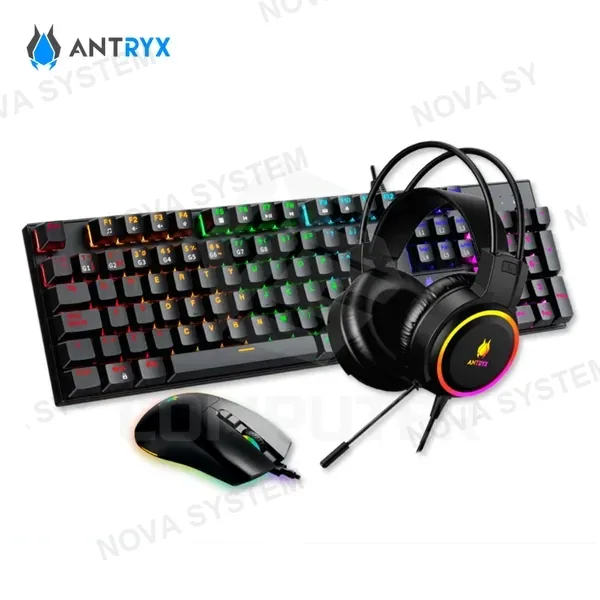 Antryx KIT GAMING AUDIFONO + TECLADO + MOUSE ANTRYX GC-3100 X3 SWICTH BLUE/ BLACK