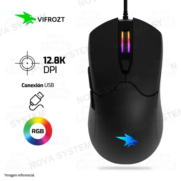 MOUSE VIFROZT VALKYR | 12,800 DPI | RGB | NEGRO
