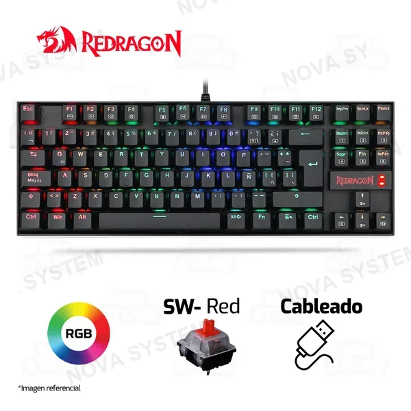 Redragon TECLADO REDRAGON KUMARA K552 | ESPAÑOL | MECANICO | SW-RED | RGB | NEGRO