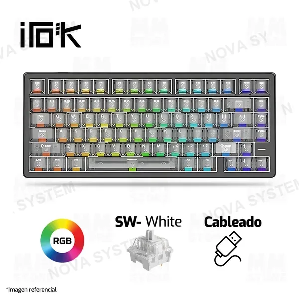 TECLADO MAGNÉTICO 8K IROK MARS 75 PRO | INGLES | SW-WHITE | RGB | CABLEADO | NEGRO