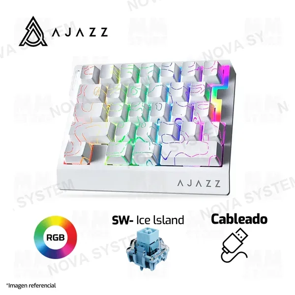 Ajazz TECLADO AJAZZ 8K AK029 | INGLES | SW-ICE ISLAND | RGB | WHITE CONTOURS