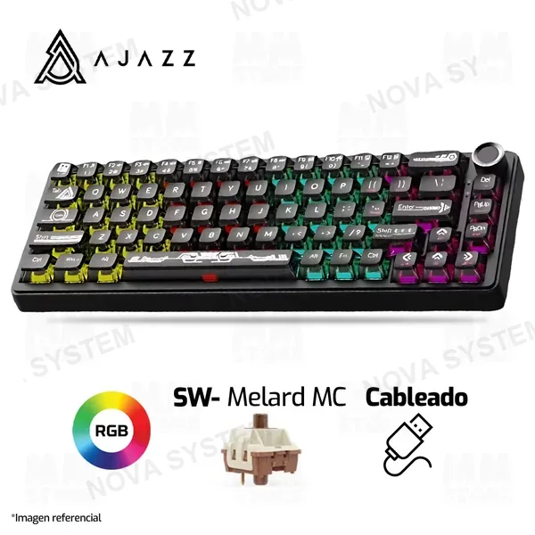 Ajazz TECLADO AJAZZ AK690 | INGLES | CABLEADO | SW-MAILLARD MC | RGB | TRANSPARENT BLACK