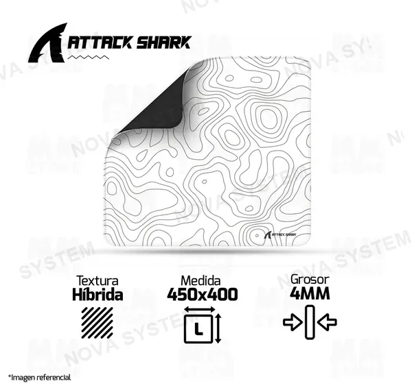 Attack Shark MOUSEPAD ATTACK SHARK CM02 | L | 450 X 400 X 4MM | WHITE CONTOUR
