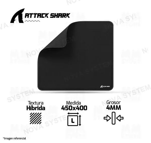 Attack Shark MOUSEPAD ATTACK SHARK CM02 | L | 450 X 400 X 4MM | NEGRO