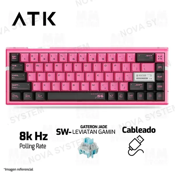 TECLADO ATK RS6 ULTRA | INGLES | CABLEADO | MAGNETICO | SW TTC RGB MAGNETO | RGB | ROSADO-NEGRO