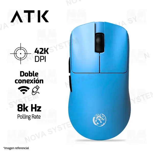 MOUSE ATK F1 V2 EXTREME LEVIATHAN | INALAMBRICO | 8000 Hz | 42,000 DPI | AZUL