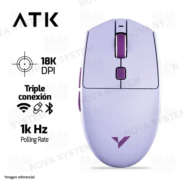 MOUSE VXE DRAGONFLY V3 PRO | INALAMBRICO | 18,000 DPI | 1000 Hz | PURPURA