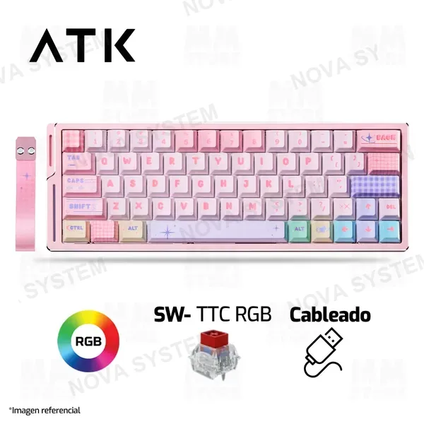 TECLADO ATK EDGE63HE | CABLEADO | MAGNETICO | SW TTC RGB MAGNETO | RGB | PINK LIMITED