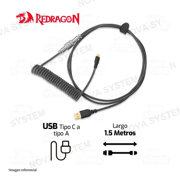 Redragon CABLE REDRAGON COILED TIPO C A115B | NEGRO