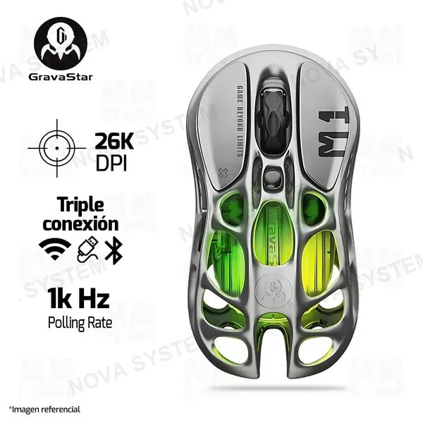 Avast MOUSE GRAVASTAR MERCURY M1 PRO | INALAMBRICO | 26,000 DPI | INTERSTELLAR SILVER