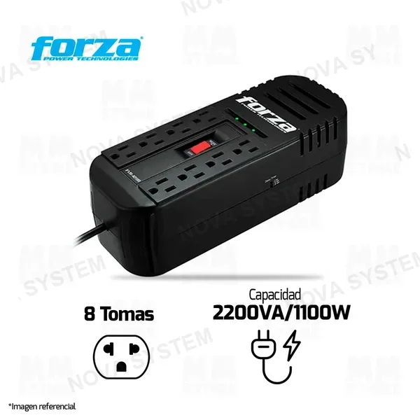 Forza ESTABILIZADOR FORZA FVR-2202 | 2200VA/1100W | 8 TOMAS