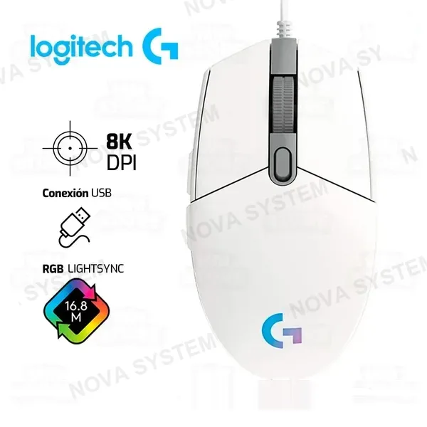 Logitech MOUSE LOGITECH G203 LIGHTSYNC | 8,000 DPI | RGB | BLANCO