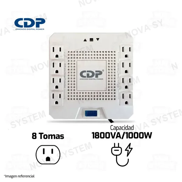 CDP ESTABILIZADOR CDP R-AVR1808I | 1800VA/1000W | 8 TOMAS