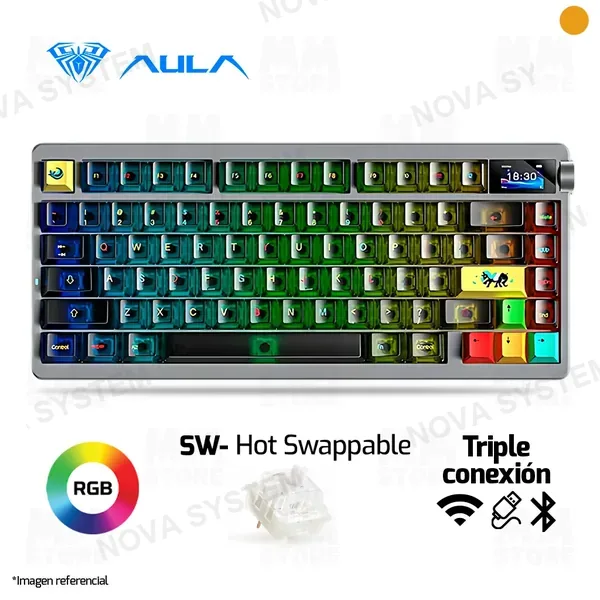 WESTERN DIGITAL TECLADO AULA NOVA75 | INGLES | INALAMBRICO | MECANICO | SW-DREAM SAKURA| RGB | NEGRO