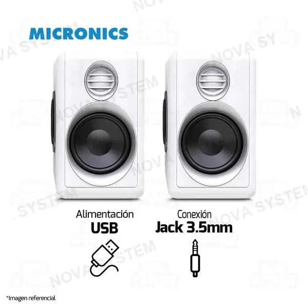Micronics PARLANTE 2.0 MICRONICS IRON MIC S314W | 3.5MM | USB | RGB | BLANCO
