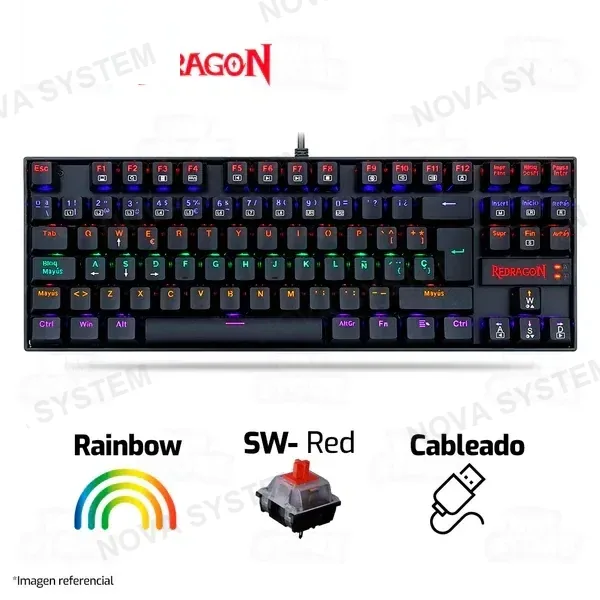 Redragon TECLADO REDRAGON KUMARA K552 | ESPAÑOL | MECANICO | SW-RED | RAINBOW | NEGRO