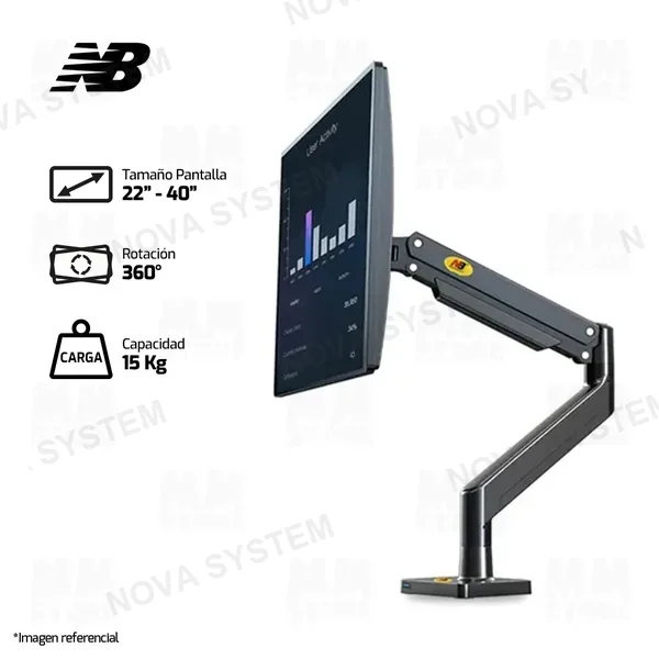 BRAZO - RACK PARA MONITOR NB ERGONOMIC G40 | HIDRAULICO |22" - 40" | NEGRO