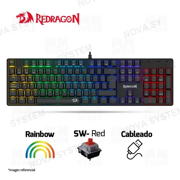 Redragon TECLADO REDRAGON SINDRI K671 | ESPAÑOL | MECANICO | SW-RED | RAINBOW | NEGRO