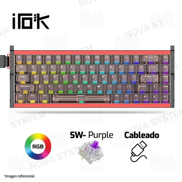 TECLADO MAGNÉTICO 8K IROK MG68 PLUS | INGLES | SW-PURPLE | RGB | CABLEADO | NEGRO