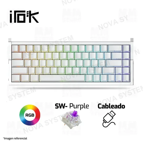 TECLADO MAGNÉTICO 8K IROK MG68 ACE | INGLES | SW-PURPLE | RGB | CABLEADO | BLANCO