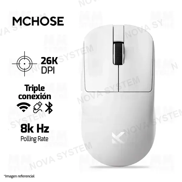 MOUSE MCHOSE L7 PRO | INALAMBRICO | 8000 Hz | 26,000 DPI | BLANCO