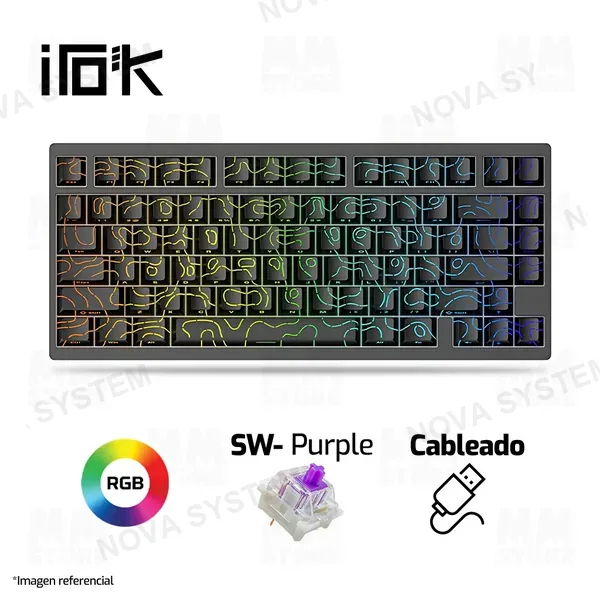 TECLADO MAGNÉTICO 8K IROK MG75 PRO | INGLES| SW-PURPLE | RGB | CABLEADO | NEGRO