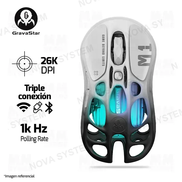Avast MOUSE GRAVASTAR MERCURY M1 PRO | INALAMBRICO | 26,000 DPI | NEGRO-DEGRADADO