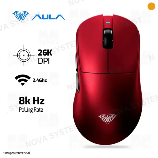 MOUSE AULA SC900 MAX | INALAMBRICO | 8000 HZ | 26,000 DPI | ROJO