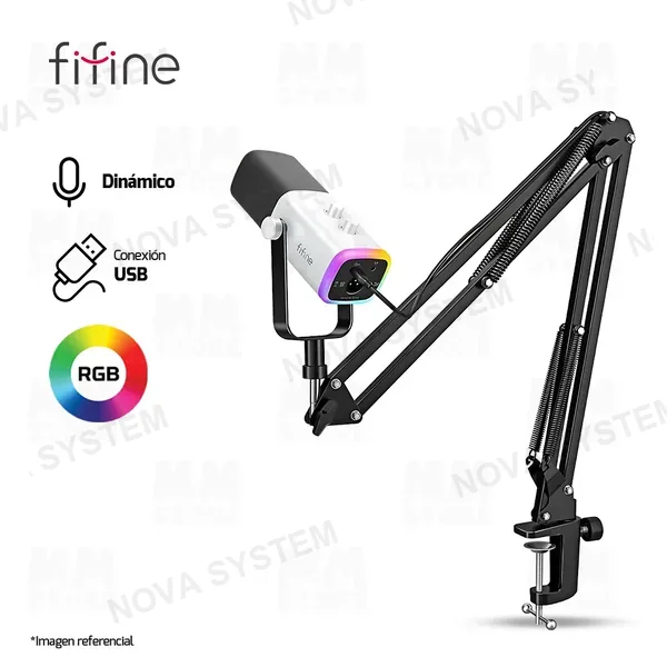Fifine MICROFONO FIFINE AM8T + BRAZO | DINÁMICO | BLANCO