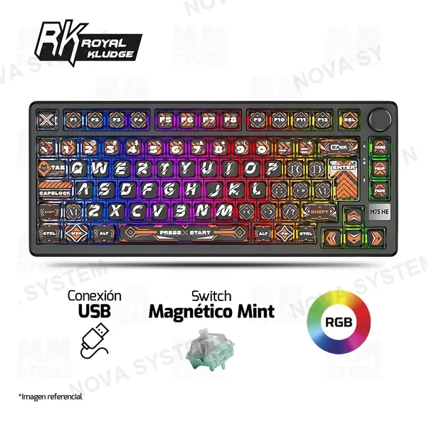 Royal Kludge TECLADO ROYAL KLUDGE RK-M75 HE | ESPAÑOL| CABLEADO| MAGNETICO| SW- MINT| RGB |HEPHAESTUS