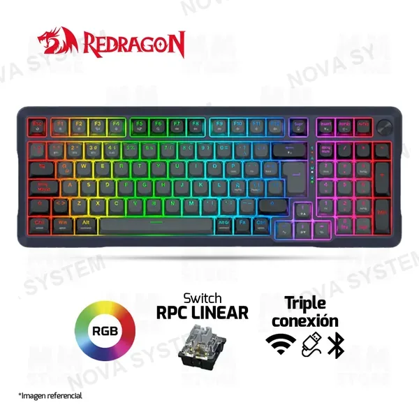 Redragon TECLADO REDRAGON BRAGI PRO | ESPAÑOL | INALAMBRICO | SW-RPC LINEAR | MECANICO | RGB | GRIS - NEGRO