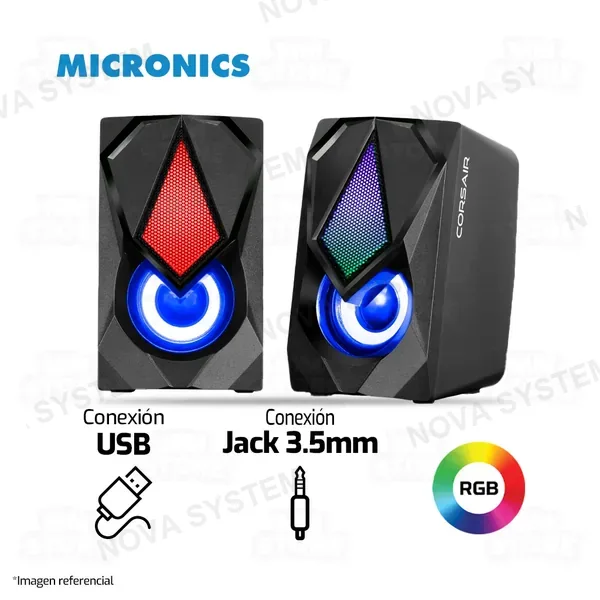 Corsair PARLANTE 2.0 MICRONICS CORSAIR MIC 309-9 | 3.5MM | USB | RGB