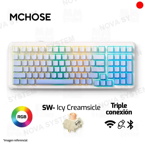 MSI TECLADO MCHOSE K99 V2 | INGLES | INALAMBRICO | MECANICO | SW ICE CREAMSICLE | RGB | GLACIER DEGRADADO