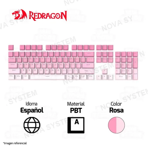 Redragon KEYCAPS REDRAGON GRADIENT PBT SP A133 | INGLES | ROSADO
