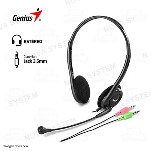 Genius AUDIFONO GENIUS HS-200C | 3.5MM | ESTEREO | NEGRO