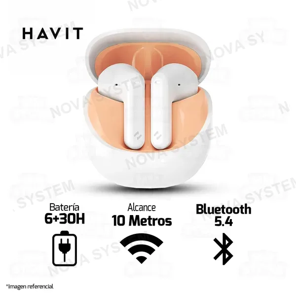 Havit AUDIFONO HAVIT TW931 | BLUETOOTH | ESTEREO | BLANCO-NARANJA