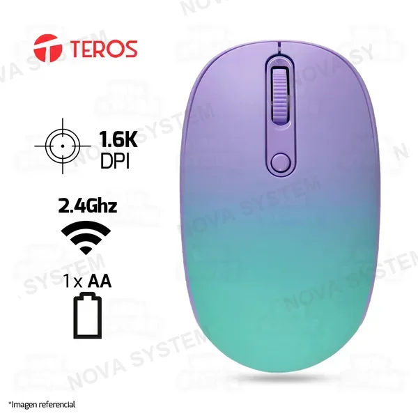 Teros MOUSE TEROS TE-1224S | INALAMBRICO | 1,600 DPI | DEGRADADO AURORA BOREAL