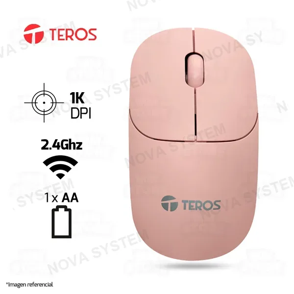 Teros MOUSE TEROS TE-1218S | INALAMBRICO | 1,000 DPI | ROSADO