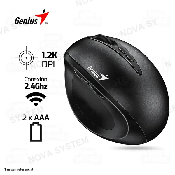 Genius MOUSE GENIUS ERGO 8300S VERTICAL | INALAMBRICO | 1600 DPI | NEGRO